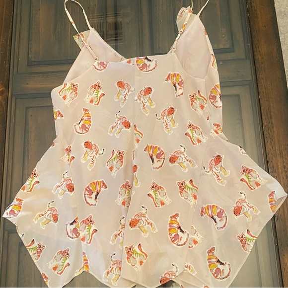 Rebecca Taylor Silk Tiger Cubs Pastel Colors Silk Top size 6 - Picture 5 of 14